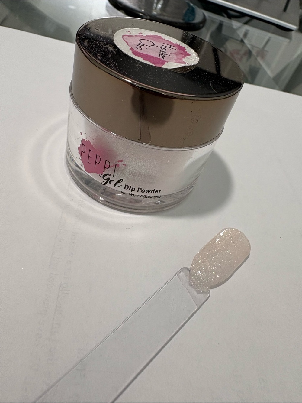 Peppi Gel Hipster Chic white/pink glittery  dip nail powder